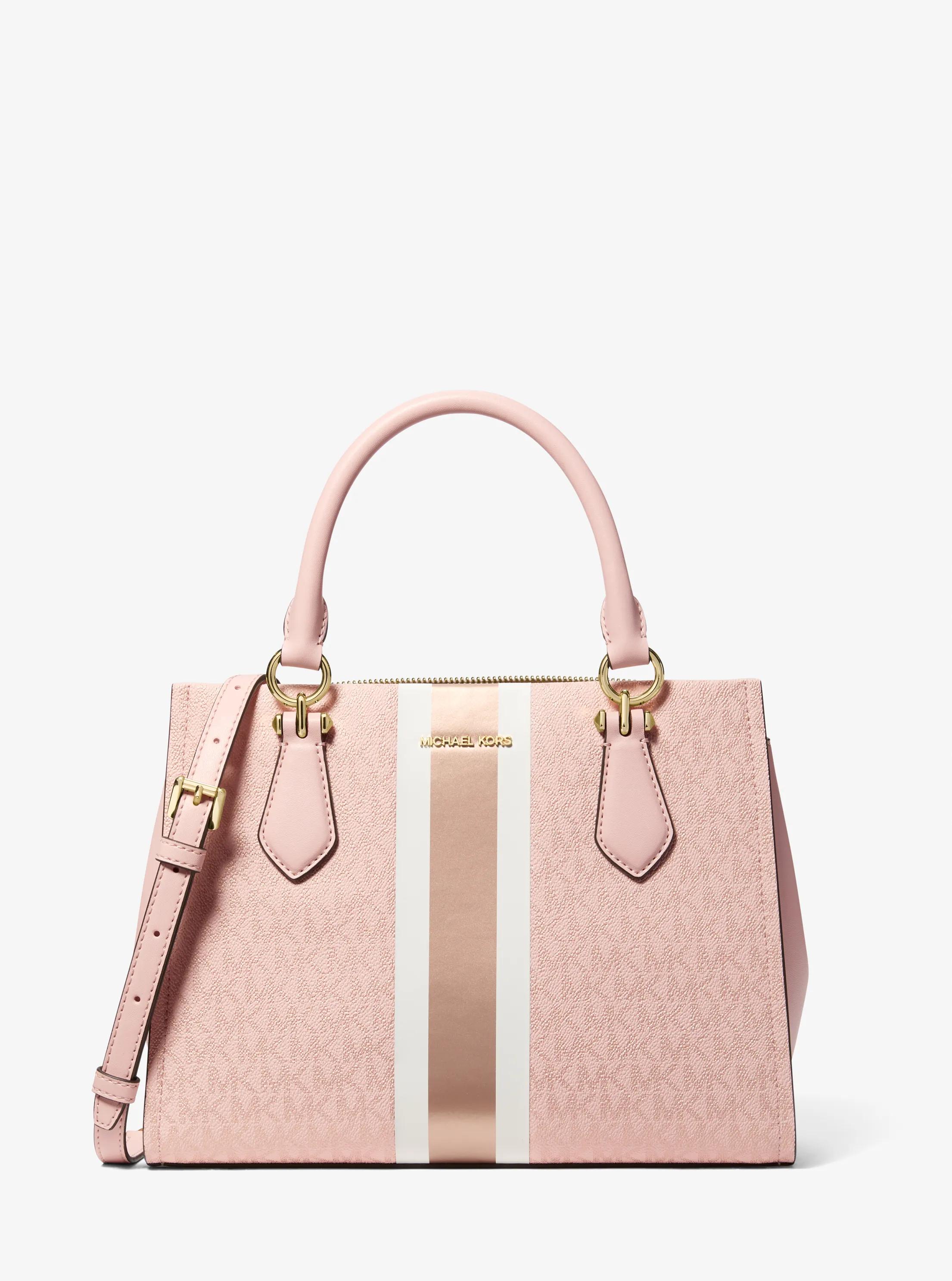 Marilyn Medium Signature Logo Stripe Satchel
