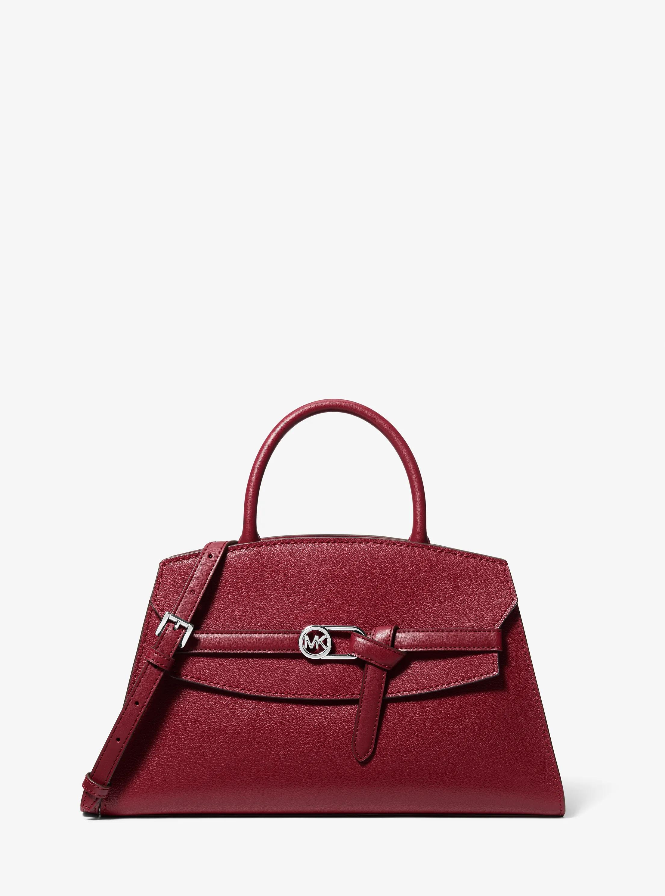 Greta Medium Leather Satchel in MAROON | Michael Kors