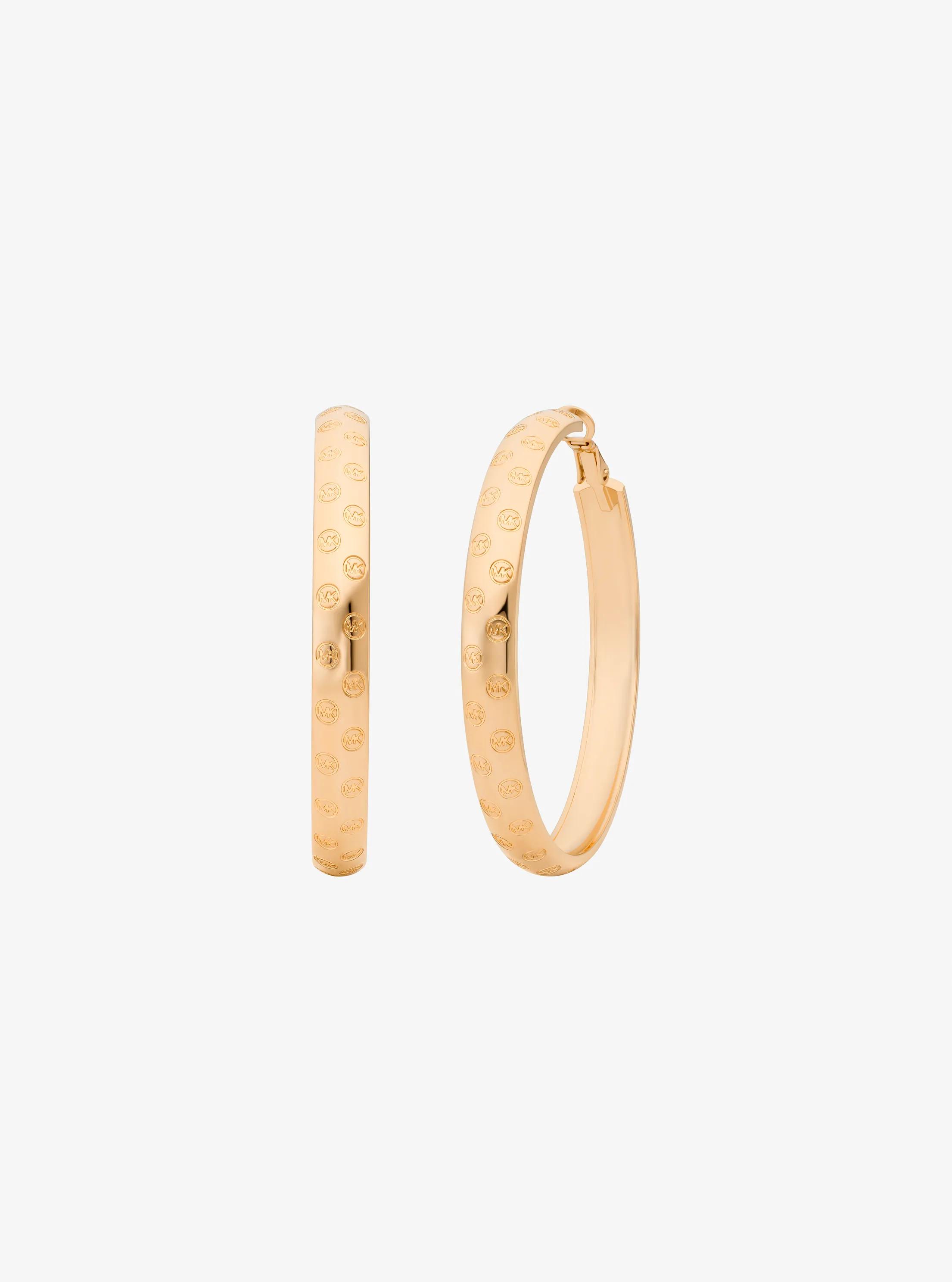 Logo Engraved Hoop Earrings in GOLD | Michael Kors