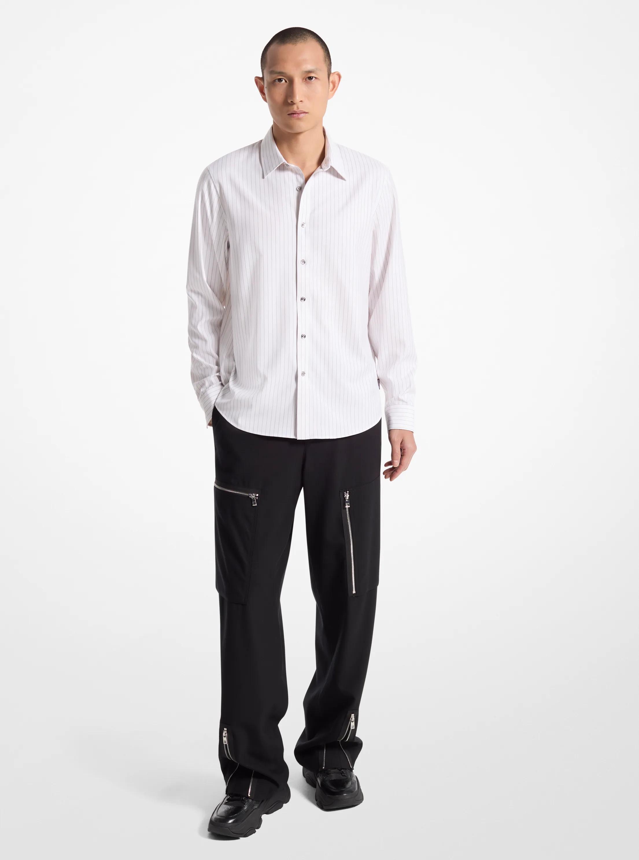 Relaxed-Fit Striped Shirt in WHITE | Michael Kors