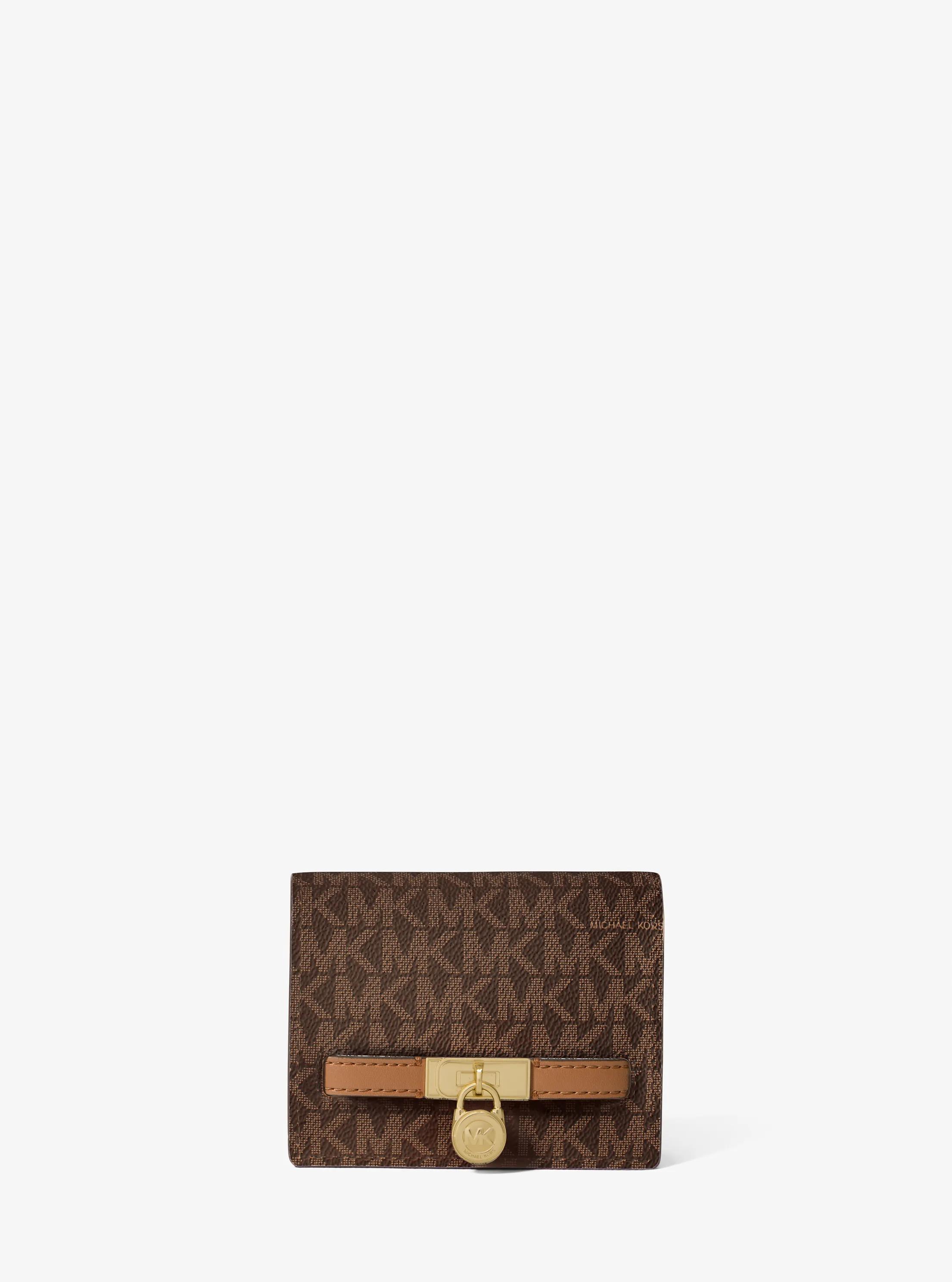 Hamilton Moderne Small Signature Logo Wallet in BRN/ACORN | Michael Kors