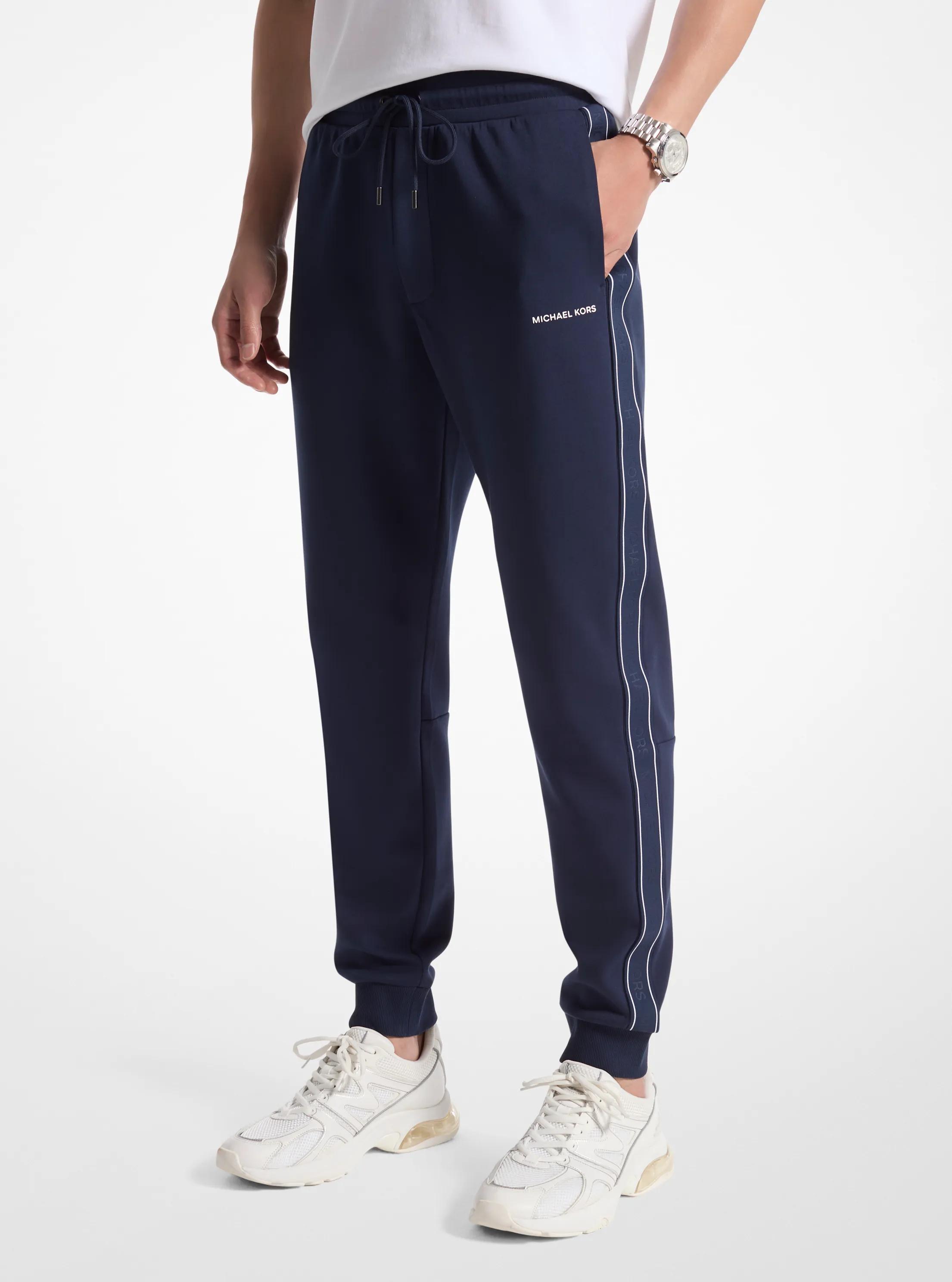 MK Joggingbroek van katoenmix met logoband - Blauw - Michael Kors