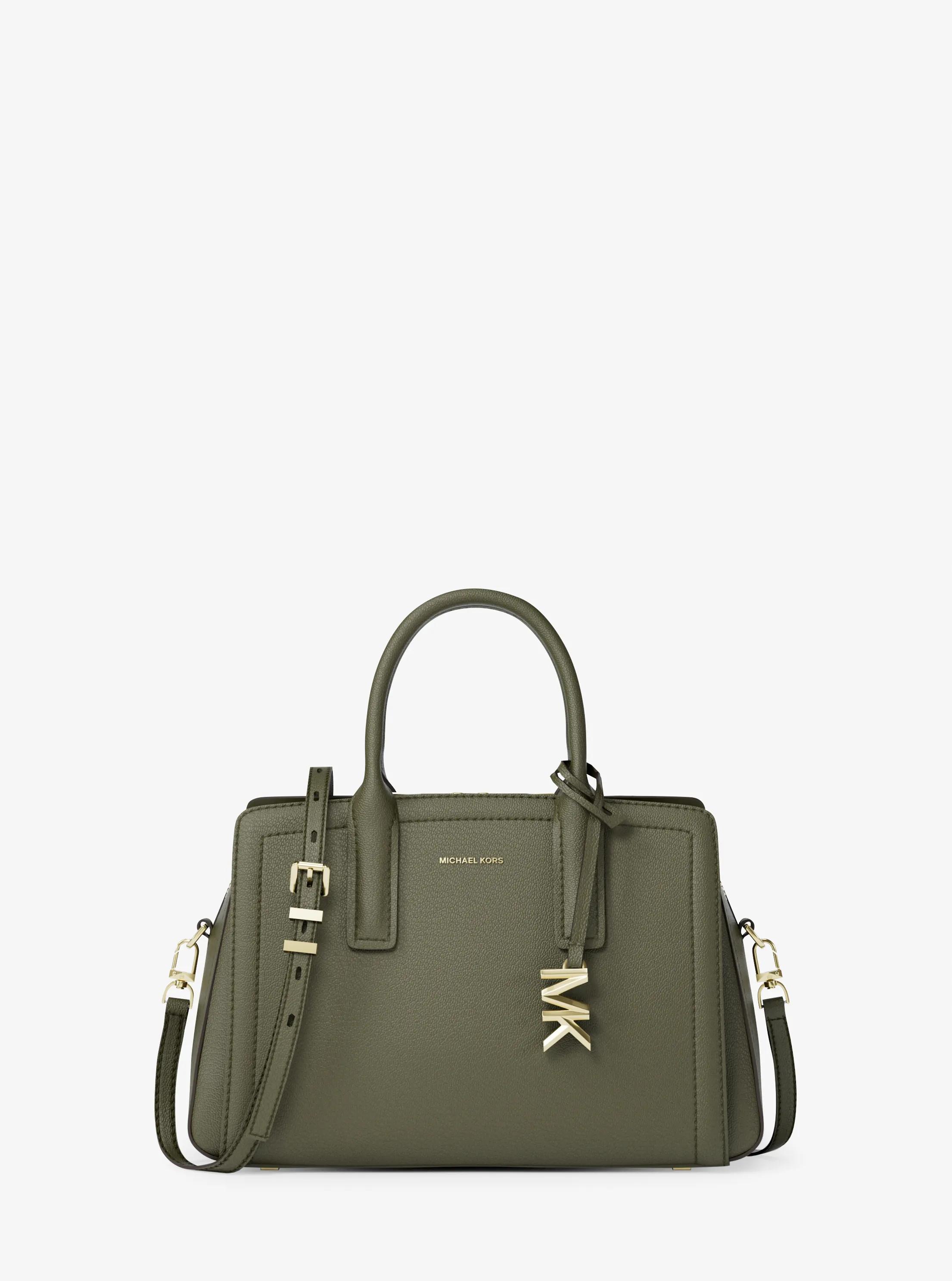 Laila Small Pebbled Leather Satchel in IVY | Michael Kors