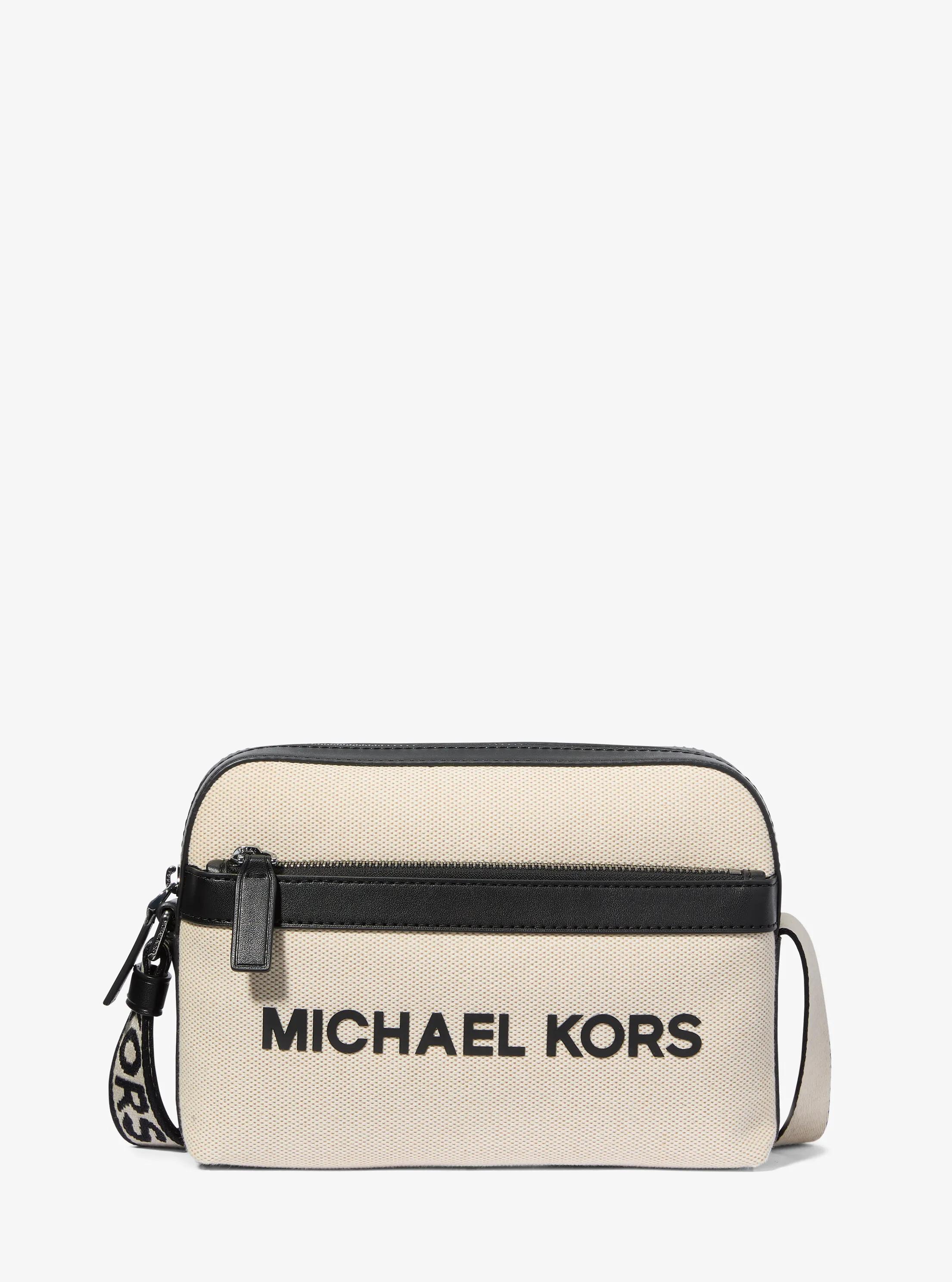 Cooper Cotton Canvas Utility Crossbody Bag in NATURAL/BLACK | Michael Kors