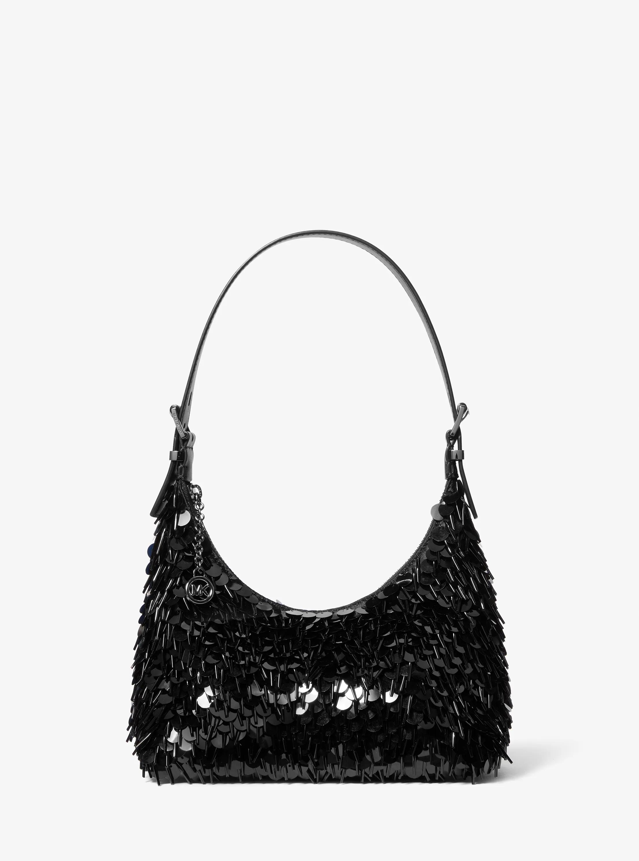 Nolita Small Paillette Embellished Pochette in BLACK | Michael Kors